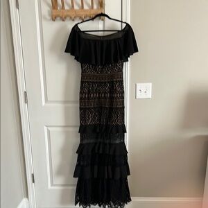 Elegant Black Lace Off-Shoulder Gown